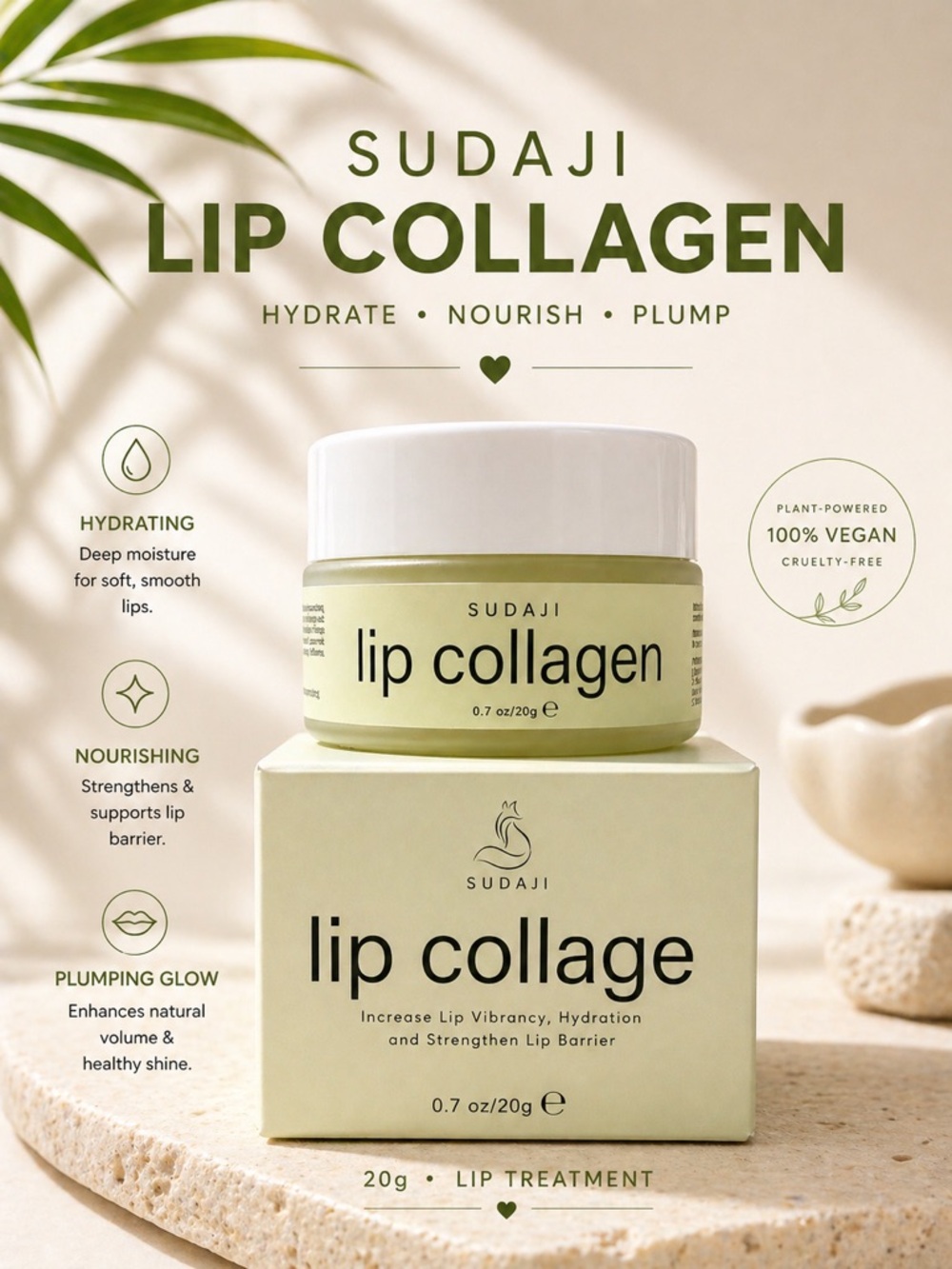 SUDAJI Lip Collagen Lip Balm  EXP: 8/20/2028